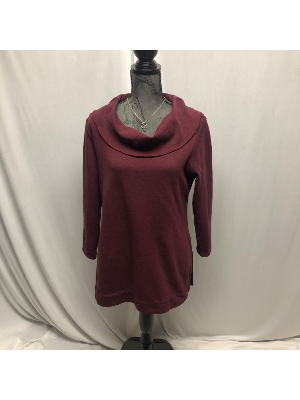 Parsley and Sage Top Womens Size Large Maroon Cowl Neck Sweatshirt Casual Comfy